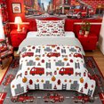 thumbnail image 1 of Castle Fairy Cartoon Truck Twin Comforter Sets 3-Piece for Kids,Flame Print Bedding Set for Bedroom,Red White,Grey Reversible, 1 of 6