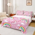 thumbnail image 1 of Castle Fairy Cartoon Unicorn 4pcs Bed Sheets for Preppy Child Girls,Kawaii Rainbow Animal King Sheets,Love Heart Print Super Cozy Sheet Set,Microfiber Bedroom Decor, 1 of 7