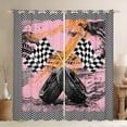 thumbnail image 1 of Castle Fairy Checkered Flag Black Out Curtains,Racing Car Curtains Pack of 2 (42x63 Each), 1 of 6