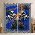 thumbnail image 1 of Castle Fairy Checkered Flag Black Out Curtains,Racing Car Curtains Pack of 2 (42x63 Each), 1 of 6