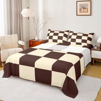 Castle Fairy Checkered Twin Sheet Sets for Kids Teens,Geometric Plaid Bedding