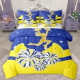 thumbnail image 1 of Castle Fairy Cheer Theme Bedding Comforter Set 7 Pieces,Yellow Blue Full Bedding Set Lightweight for Adults Female Women,Dreamy Princess Glitter Fitted Sheet Flat Sheet,Lightweight Room Decor, 1 of 8