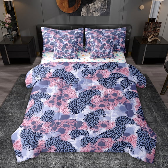 Castle Fairy Cheetah Print Bedding Comforter Set,Leopard Print King Bedding Sets