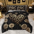 thumbnail image 1 of Castle Fairy Cheetah Print Love Heart Full Size Comforter Sets,Floral Rose Bedding Sets, 1 of 8