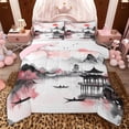 thumbnail image 1 of Castle Fairy Cherry Blossom Full Size Comforter Sets,Watercolor Scenery Bedding Sets, 1 of 8