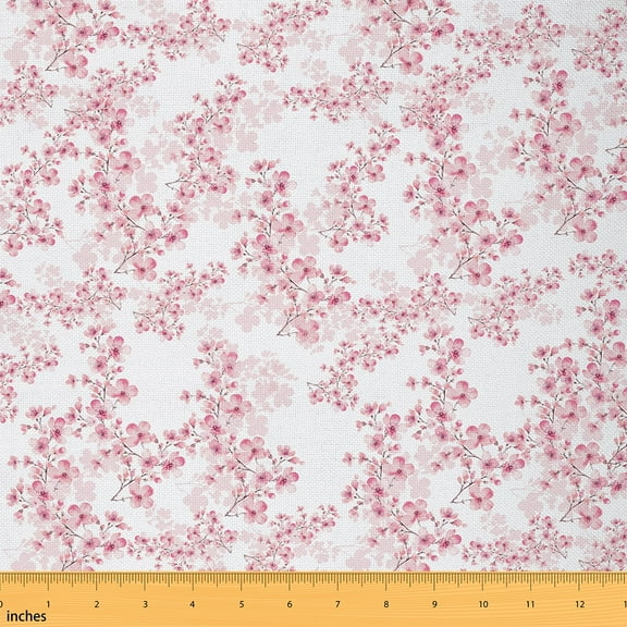 Castle Fairy Cherry Blossom Girl Fabric by the Yard 1 Yard,Japanese Style Home Decor Fabric by the Yard,Pink Sakura Room Decor Fabric by the Yard,Luxury Bedroom Decor