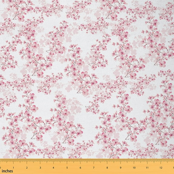 Castle Fairy Cherry Blossom Girl Fabric by the Yard 1 Yard,Japanese Style Home Decor Fabric by the Yard,Pink Sakura Room Decor Fabric by the Yard,Luxury Bedroom Decor