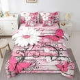 thumbnail image 1 of Castle Fairy Chic Floral Daisy Girl Twin Bedding Sets 7-Piece,Flying Pink Butterflies Bedding Comforter Set Microfiber,Vintage Lodge Cabin Breathable Sheet Sets,Lightweight Room Decor,Reversible, 1 of 8