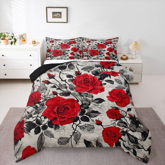 Castle Fairy Chic Floral Rose Bedding Comforter Set 2pcs for Female Men Women,Vintage Aesthetic Twin Comforter Sets Microfiber,Romantic Flowers Breathable Bedding Set,Microfiber Bedroom Decor