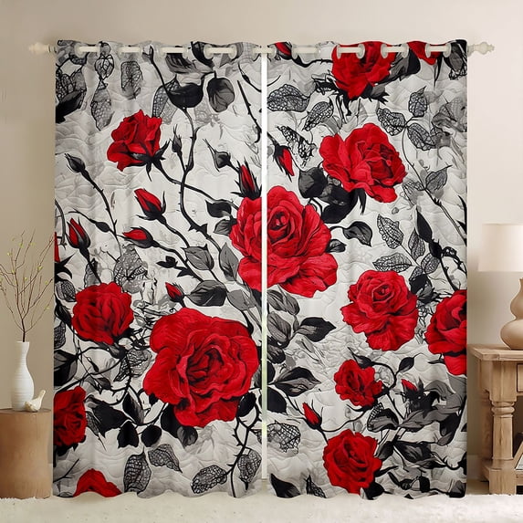 Castle Fairy Chic Floral Rose Blackout Curtains Set of 2 (52x84 Each) for Female Men Women,Vintage Aesthetic Window Curtains,Romantic Flowers Curtains and Drapes,Microfiber Bedroom Decor