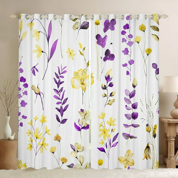 Castle Fairy Chic Flower Blackout Curtains Set of 2 (52x84 Each),Botanical Plants Window Curtains,Spring Garden Curtains and Drapes,Super Cozy Floral Room Decor