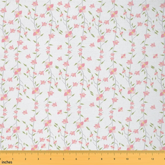 Castle Fairy Chic Flower Fabric by the Yard 1 Yard,Pink Green Home Decor Fabric by the Yard,Dreamy Princess Room Decor Fabric by the Yard,Super Cozy Room Decor