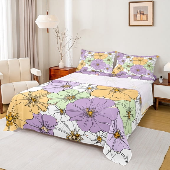 Castle Fairy Chic Flowers 4pcs Bed Sheets for Girls Boys,Vintage Aesthetic King Sheets,Floral Blossoms Super Cozy Sheet Set,Super Cozy Room Decor