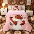 thumbnail image 1 of Castle Fairy Chic Lady In Off-Shoulder Dress Holding Wine Twin Comforter Sets 2pcs,Leopard Print Bedding Set,Peach Black Tan,Pink Reversible,1 Comforter and 1 Pillowcase, 1 of 6
