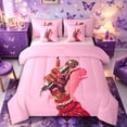 thumbnail image 1 of Castle Fairy Chic Microphone Full Size Bedding Sets 7 Pieces,Black Girl Full Size Bed in a Bag,Hot Pink Red,Pink Reversible, 1 of 7