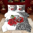 thumbnail image 1 of Castle Fairy Chic Red Floral Rose Bedding Comforter Set 7pcs for Boys Girls,Abstract Leopard Print Queen Bedding Sets Super Cozy,Happy Valentine's Day Queen Sheet Sets,Microfiber Bedroom Decor, 1 of 7