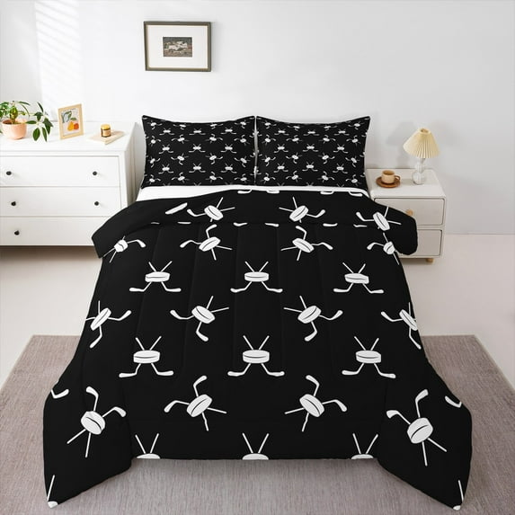 Castle Fairy Child Ice Hockey Gamer Queen Comforter Set,Ball Game Bedding Comforter Set