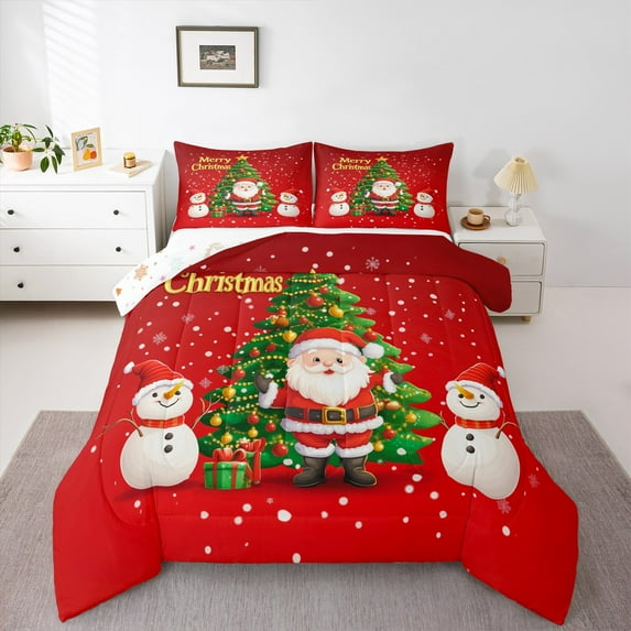 Castle Fairy Full 3-Piece Santa Snowman Christmas Comforter Set