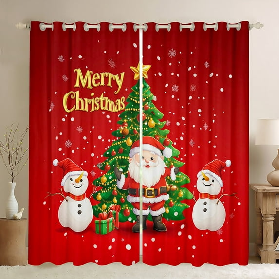 Castle Fairy Child Santa Claus Curtains Pack of 2 (42x84 Each),Xmas Snowman Curtains Blackout,Happy New Year Bedroom Curtains,Breathable Home Decor