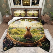 Castle Fairy Child Teenagers Cartoon Animal Rabbit Bedding Comforter Set 2pcs,Spring Garden Flowers Butterfly Twin Comforter Sets Microfiber,Rustic Cottage Cabin Breathable Bedding Set