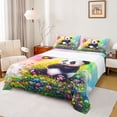 thumbnail image 1 of Castle Fairy Child Teens Black White Panda Twin Sheet Sets,Kawaii Floral Butterfly Bedding, 1 of 7