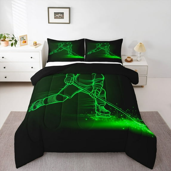 Castle Fairy Child Teens Ice Hockey Gamer Twin Comforter Sets,Ball Game Bedding Set