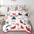 thumbnail image 1 of Castle Fairy Children Cardinal Bird 7-Piece Twin Bedding Sets,Geometric Plaid Bedding Comforter Set,Festival Xmas Breathable Sheet Sets,Ultra Soft Home Decor, 1 of 9