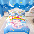 thumbnail image 1 of Castle Fairy Children Cute Axolotl 7-Piece Twin Bedding Sets,Cartoon Rainbow Bedding Comforter Set,Kawaii Animal Breathable Sheet Sets,Super Cozy Room Decor, 1 of 9