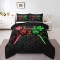 thumbnail image 1 of Castle Fairy Children Gradient Video Game Twin Comforter Sets,Green Red Ombre Bedding Set, 1 of 8