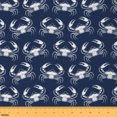 thumbnail image 1 of Castle Fairy Children Sealife Crab Fabric by the Yard 3 Yards,Blue White Sewing Fabric,Ocean Wildlife Fabric for Sewing,Breathable Home Decor, 1 of 6