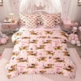 thumbnail image 1 of Castle Fairy Children Teenagers Adults Cartoon Dachshund Twin Bedding Sets 7-Piece,Pink Love Heart Print Bedding Comforter Set Microfiber,Cute Animal Dog Pet Breathable Sheet Sets, 1 of 8