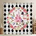 thumbnail image 1 of Castle Fairy Children Teenagers Adults Pink Princess Castle Blackout Curtains Set of 2 (52x84 Each),Rose Gradient Mushroom Window Curtains,Magical Magician'S Hat Playing Cards Home Decor, 1 of 6