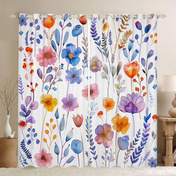 Castle Fairy Children Teens Adults Spring Garden Flowers Black Out Curtains,Retro Vintage Aesthetic Curtains Pack of 2 (42x63 Each),Chic Floral Blossoms Bedroom Curtains,Microfiber Bedroom Decor
