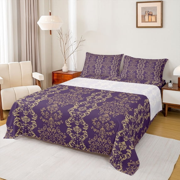 Castle Fairy Children Teens Bohemian Damask Twin Sheet Sets,Traditional Flower Bedding