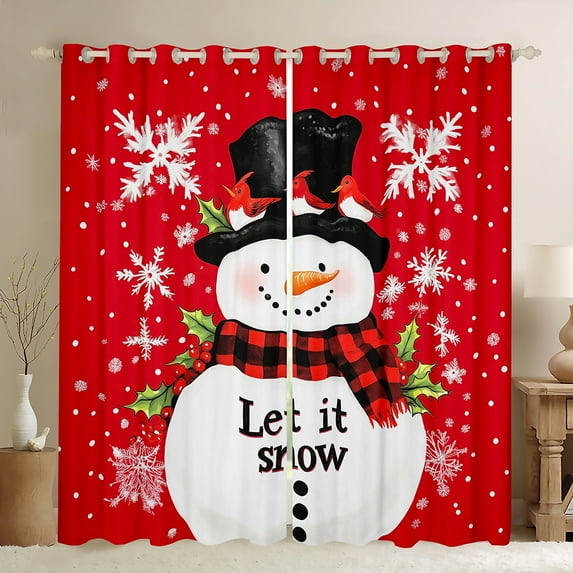 Castle Fairy Children Teens Kawaii Xmas Snowman Blackout Curtains Set of 2 (52x84 Each),Merry Christmas Window Curtains,Happy New Year Curtains and Drapes,Super Cozy Room Decor