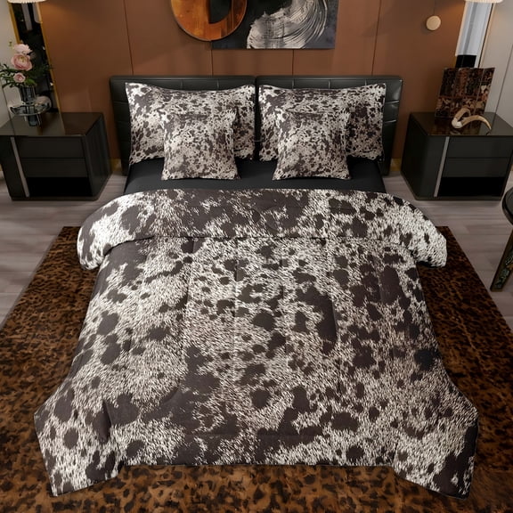 Castle Fairy Children Vintage Cow Print Bedding Comforter Set,Farmhouse King Bedding Sets