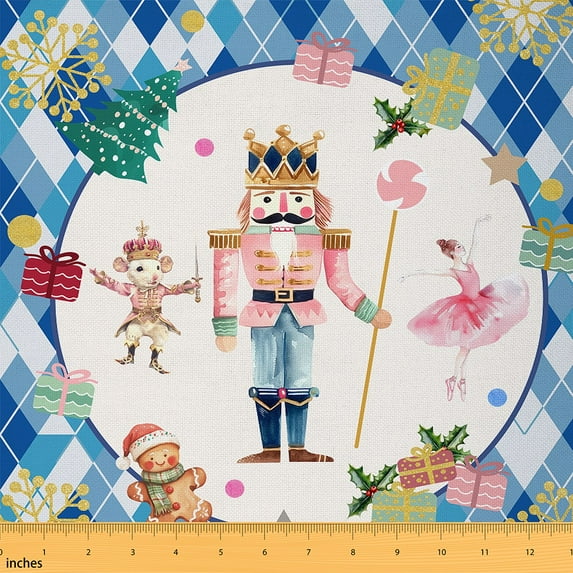 Castle Fairy Christmas Nutcracker Fabric by the Yard 3 Yards,Ballet Girl Sewing Fabric,Geometric Lattice Fabric for Sewing,Microfiber Bedroom Decor