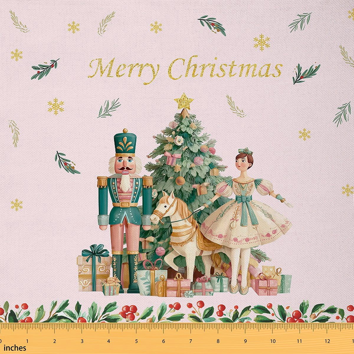 Castle Fairy Christmas Nutcracker Girl Fabric by the Yard 3 Yards,Christmas Tree Sewing Fabric,Festival Xmas Fabric for Sewing,Ultra Soft Home Decor