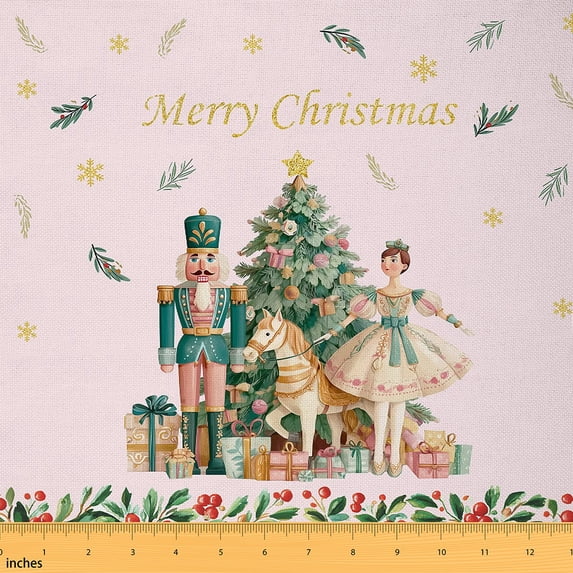Castle Fairy Christmas Nutcracker Girl Fabric by the Yard 3 Yards,Christmas Tree Sewing Fabric,Festival Xmas Fabric for Sewing,Ultra Soft Home Decor