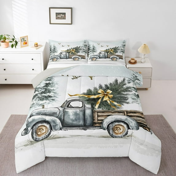 Castle Fairy Queen Size 3-Piece Tree Truck Christmas Comforter Set