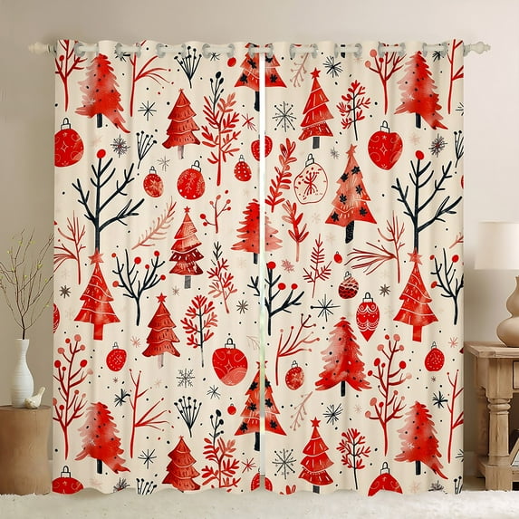 Castle Fairy Christmas Tree Curtains Pack of 2 (42x84 Each) for Teens,Happy New Year Curtains Blackout,Polka Dots Bedroom Curtains,Luxury Bedroom Decor