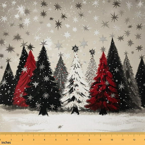 Castle Fairy Christmas Tree Fabric by the Yard 10 Yards for Teens,Sparkling Sequins Room Decor Fabric by the Yard,Festival Xmas Fabric for Sewing,Microfiber Bedroom Decor