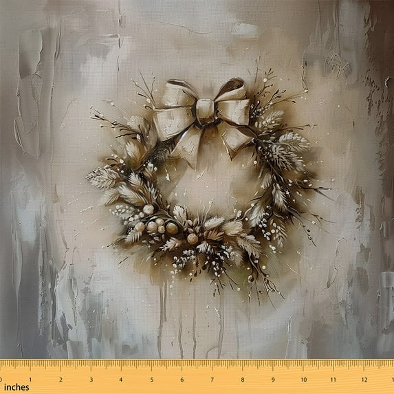 Castle Fairy Christmas Wreath Fabric by the Yard 10 Yards for Teens,Merry Christmas Room Decor Fabric by the Yard,Rustic Vintage Fabric for Sewing,Super Cozy Room Decor