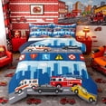 thumbnail image 1 of Castle Fairy City Emergency Queen Comforter Set 3pcs for Boys, Police Car Bedding Comforter Set for Kids Room, Blue and White,Navy Blue Reversible, 1 of 6