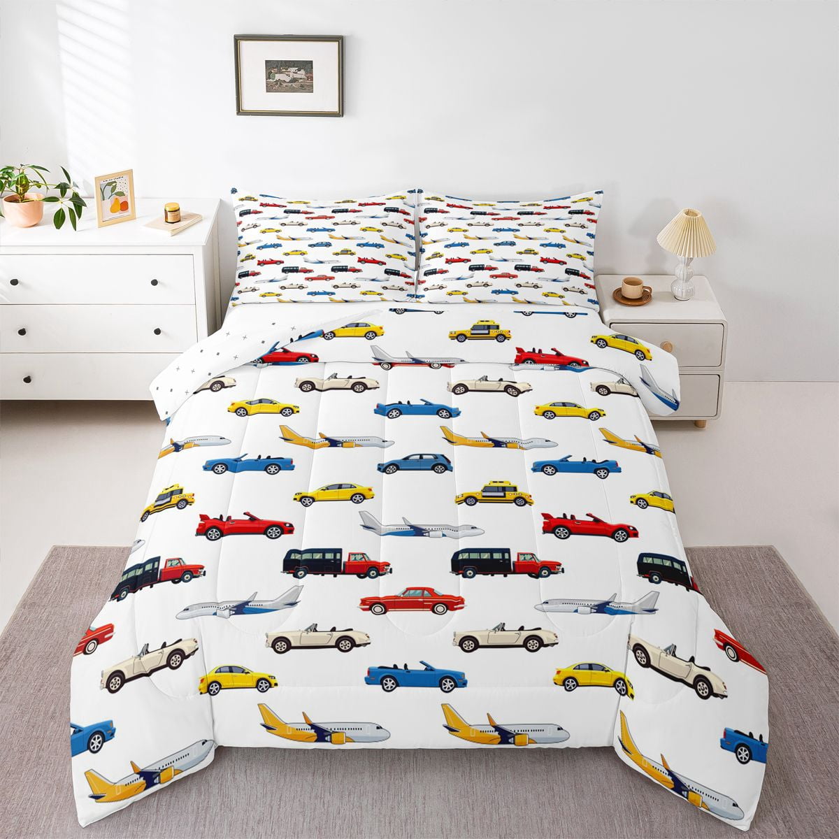 Castle Fairy City Vehicle Pattern Full Size Comforter Sets 3 Pieces for ...