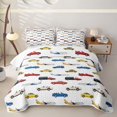 thumbnail image 1 of Castle Fairy City Vehicle Pattern Quilt King,Airplane Print King Coverlet Set for Bedroom,Red Blue, 1 of 7