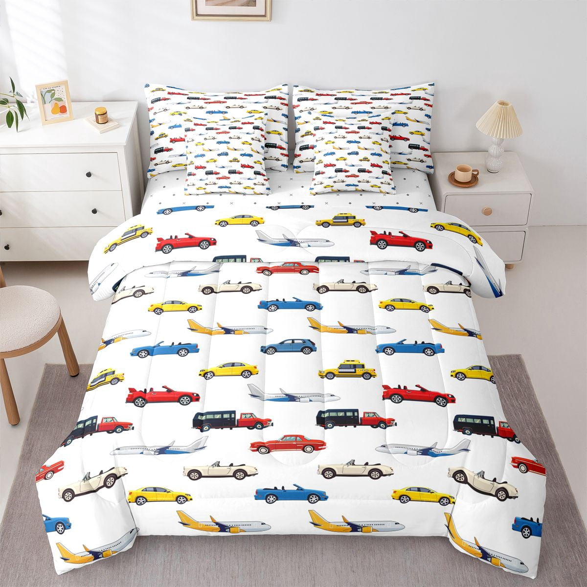 Castle Fairy City Vehicle Pattern Twin Bedding Sets 7-Piece for Teens ...