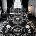 thumbnail image 1 of Castle Fairy Classic Dark Gothic Skull Full Size Comforter Sets 3-Piece,Chain Vintage Damask Allover Print Bedding Comforter Set,Ivory Blacks,1 Comforter and 2 Pillowcases,Black Reversible, 1 of 6