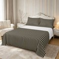 thumbnail image 1 of Castle Fairy Classic Geometric Stripe King Sheets 4pcs,Minimalist Vertical Band Bedding,Beige Black,1 Flat Sheet, 1 Fitted Sheet and 2 Pillowcases, 1 of 7