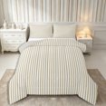 thumbnail image 1 of Castle Fairy Classic Geometric Stripe King Size Comforter Sets 3pcs,Minimalist Vertical Line Comforters King Size,White Khaki Beige,Reversible,1 Comforter and 2 Pillowcases, 1 of 6